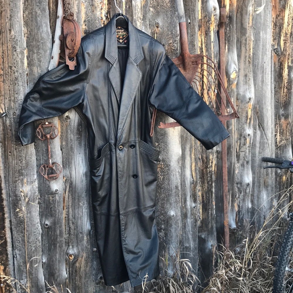 Vintage Charles Klein full length leather jacket